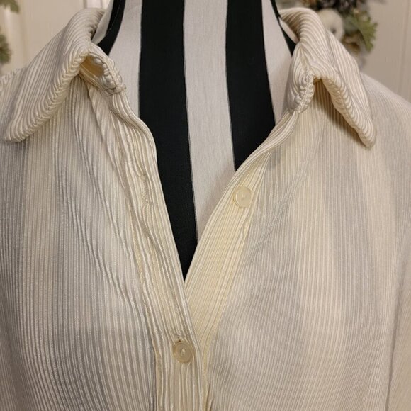 Beige Botany Plissé Shirt - Ivory Size S - Picture 3 of 9